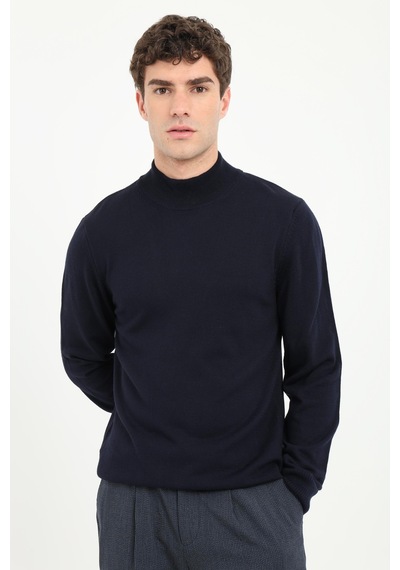 Dufy Erkek Slim Fit Yarım Balıkçı Yaka Lacivert Triko-18498