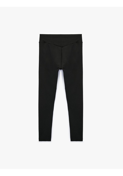 Koton Yüksek Bel Kemer Detaylı Slim Fit Spor Tayt Siyah 6sak40461nk