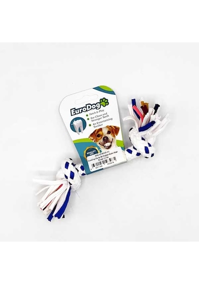 Eurodog - 515 - Diş İpi İki Düğüm Kalın Mavi Beyaz - Edntrend - 15 Cm