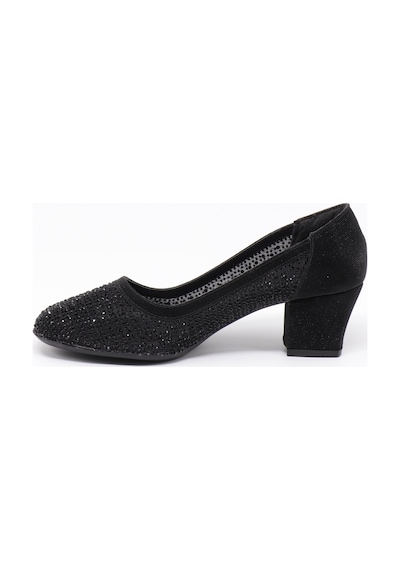 Nesilshoes Nesil Shoes Özma 970 Siyah Topuklu Taşlı Kadın Ayakkabı