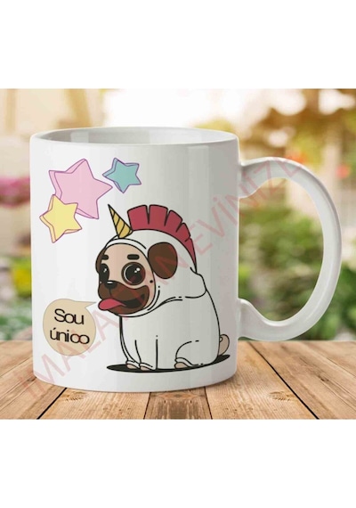 Unicorn Dog Iki Tarafı Baskılı Kupa Bardak Çok Renkli