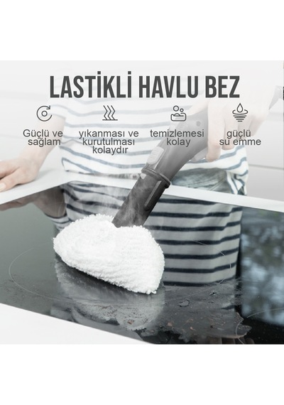 Nice Polti Karcher Buharlı Temizleyici Uyumlu Lastikli Havlu Bez 5'li