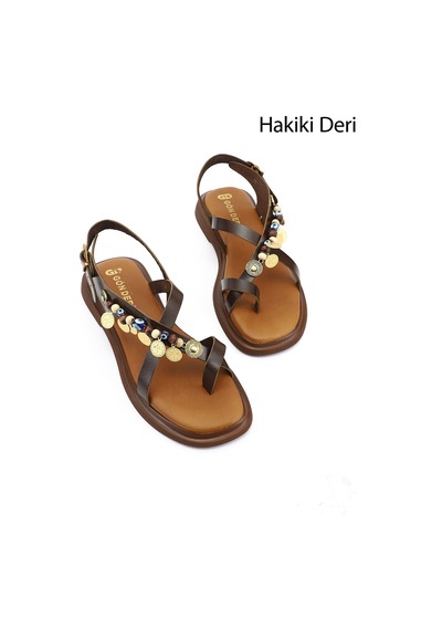 Gönderi(R) Gönderi R Kadın Kahverengi Boncuklu Parmak Arası Hakiki Deri Sandalet Dyza55945114 Gönderi(R) Gönderi R Kadın Kahverengi Boncuklu Parmak Arası Hakiki Deri Sandalet Dyza55945114