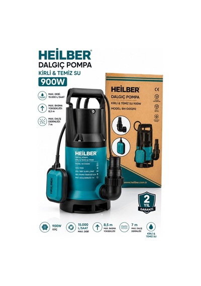 Heilber Ba0115395 900w Şamandıralı Kirli Ve Temiz Su Dalgıç Pompası 15.000 L/saat Debi 8,5 Metre Basma