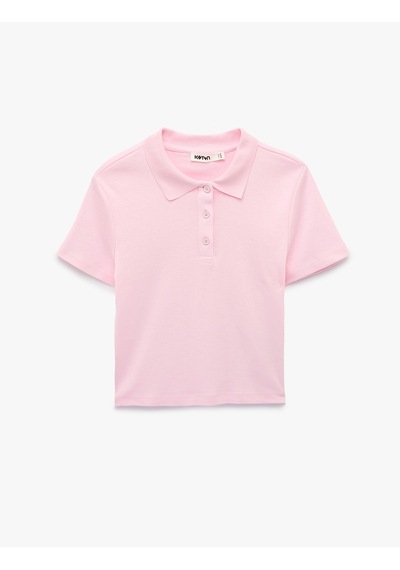 Koton Pamuklu Slim Fit Kısa Kollu Düğmeli Polo Yaka Tişört Pembe 6sak50482ek Gül