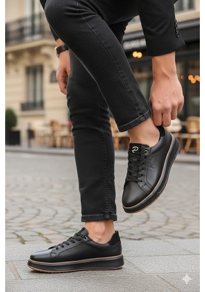 Pepita M643 Rahat Hafif Günlük Sneaker Hakiki Deri Erkek Ayakkabı Siyah