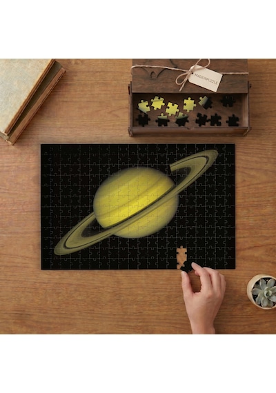 Satürn Gezegeni Tasarımı 240 Parça Ahşap Puzzle Ahşap Kutuda Mpy20140