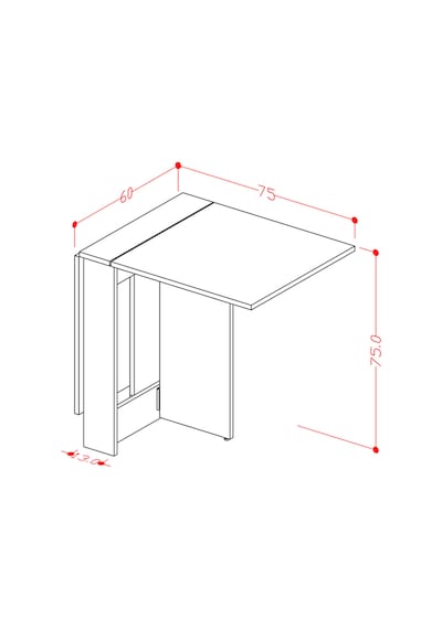 Asra Trend Ultra İnce Katlanır Mutfak Yemek Masası KM32 %100 MDF Çok Renkli