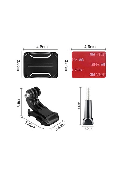 Gplus Bs04kvj 4 Parça Oval Zemin Eğimli Yüzey Vidalı J-hook Hızlı Tak 3m Yapışkan Motor Kask Bağlantı Seti Siyah