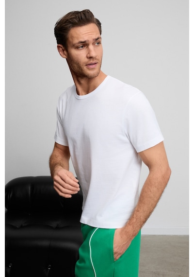 Grımelange Fayon Erkek Yumuşak Ve Esnek Kumaşlı Organik Pamuklu Yuvarlak Yakalı Beyaz T-shirt