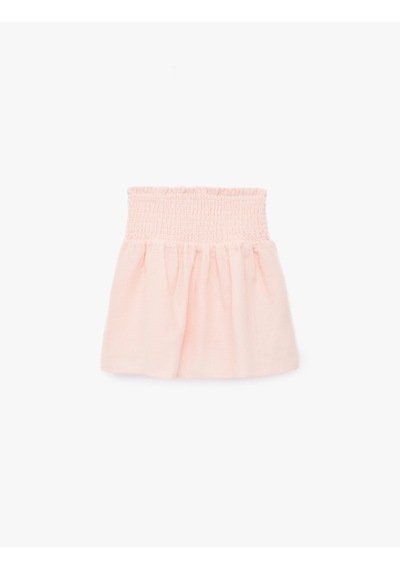 Koton Pamuklu Gipeli Yüksek Bel Pileli Etek Pembe 6skg70127aw Gül