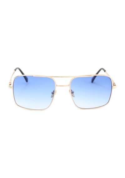 Mobgift Gold Metal Çerçeveli Mavi Degrade Camlı Kare Unisex Güneş