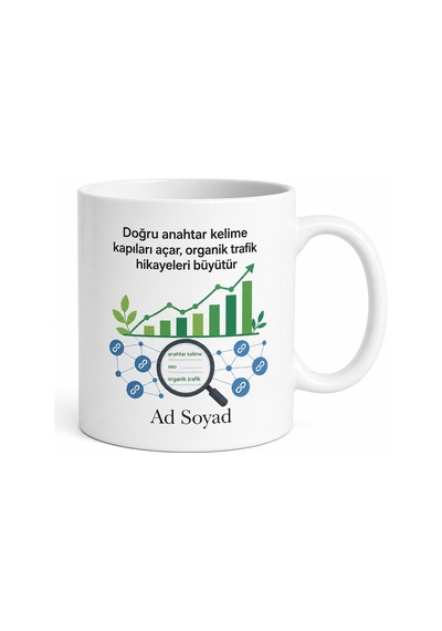 Seo Uzmanı Organik Trafik Anahtar Kelime Backlink Temalı Kupa Bardak Hediye Beyaz / Çok Renkli