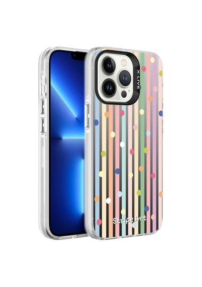 Apple Uyumlu iPhone 13 Pro Kılıf Desenli Zore Silver Sert Kapak Noktalar
