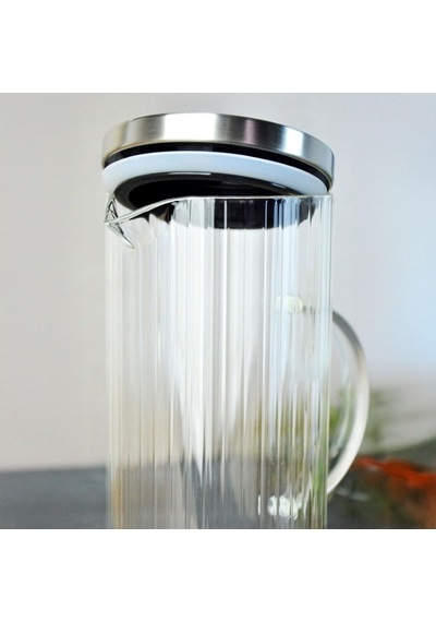 Deconox 1500ml Metal Kapaklı Line Borosilikat Cam Yağlık & Sürahi Şık, Dayanıklı Ve Zindeliklı Saklama Çö Diğer