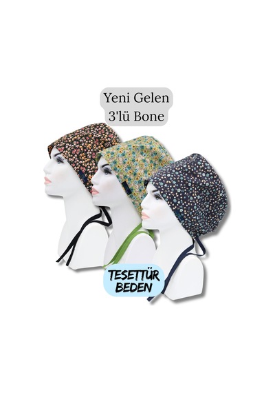 Tesettür Beden 3'lü Paket Sarı Beyaz Çıtır Sarmaşık Güller Sarı Mavi Lacivert Çıtır Cerrahi Bone Renkli