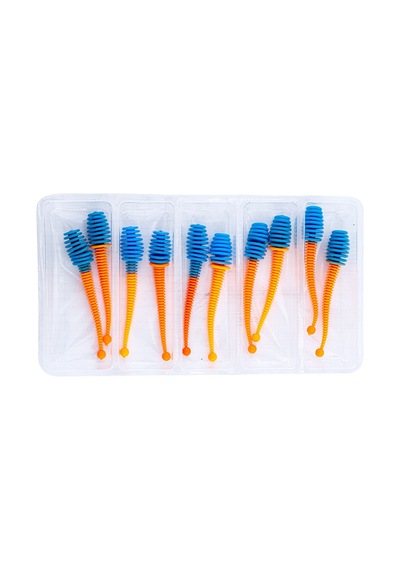Silikon Kurt Yem - 2,1g 70mm - Fishack Wormix - 10 Adet - Uv - Mavi/turuncu