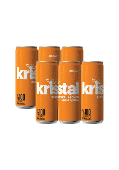 Kristal Portakal Aromalı Gazlı İçecek 330 ml 6'lı