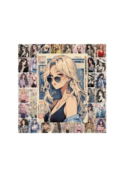 50'li Fashionable Woman Posters Stickers, Moda Sticker Seti Laptop Notebook Tablet Sticker Seti