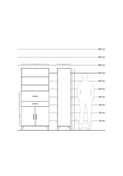 Hyperion Dolap 4 Raflı 2 Çekmeceli 2 Kapaklı 88x44x195 Çam-ay... Çam