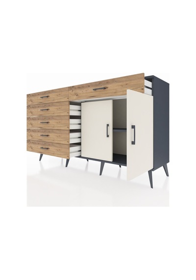 Hyperion Konsol Tek Raflı 6 Çekmeceli 2 Kapaklı 176x44x99 Antrasi Antrasit-aytaşı/çam Hyperion Konsol Tek Raflı 6 Çekmeceli 2 Kapaklı 176x44x99 Antrasi Antrasit-aytaşı/çam