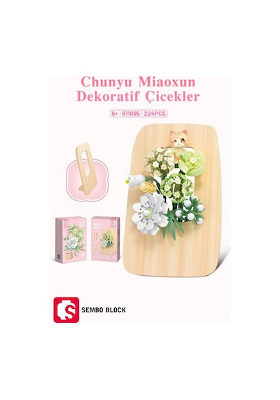 Sembo Block Chunyu Miaoxun Dekoratif Çiçekler 224 Parça Yapı Blokları  İle Uyumlu 611085