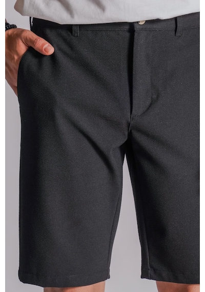 Braccas Erkek Yandan Cepli Klasik Bel Slim Fit Chino Şort Siyah Siyah