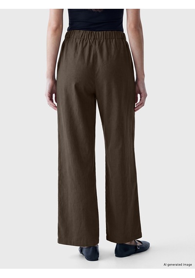 Lcwaıkıkı Classic Haki Beli Lastikli Geniş Paça Kadın Pantolon