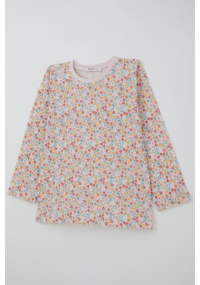 Breeze Kız Çocuk Pijama Takımı Renkli Çiçek Desenli 4-8 Yaş, Karışık Renk