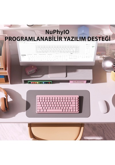 Nuphy Node75 Tri-mode Custom Mekanik Oyuncu Klavyesi Pembe-blush Nano