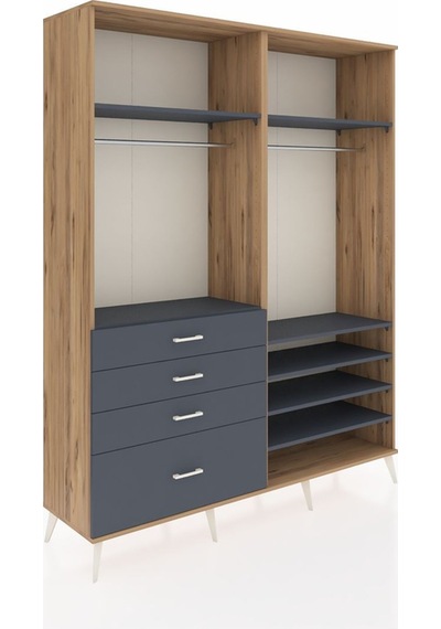 Hyperion Gardrop 7 Raflı 4 Çekmeceli 2 Askılı 176x44x221 Çam-antrasit Antrasit Hyperion Gardrop 7 Raflı 4 Çekmeceli 2 Askılı 176x44x221 Çam-antrasit Antrasit