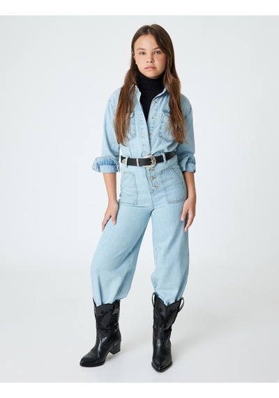 Koton Bol Paça Kot Pantolon Cepli Pamuklu - Wide Leg Jeans Lıght Indıgo 5wkg40103ad Açık Mavi Koton Bol Paça Kot Pantolon Cepli Pamuklu - Wide Leg Jeans Lıght Indıgo 5wkg40103ad Açık Mavi