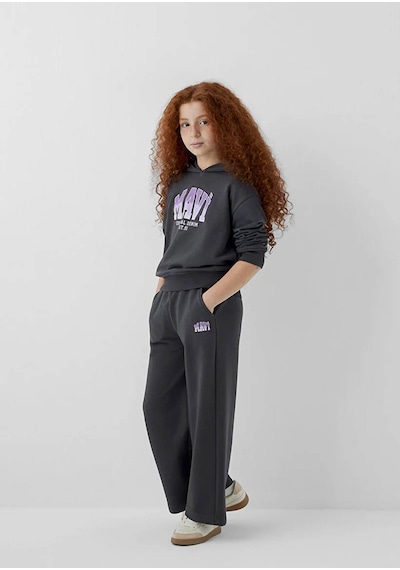 Mavi Loose Mavi Logo Baskılı Geniş Paça Antrasit Kız Çocuk Eşofman Altı 7010038-70087
