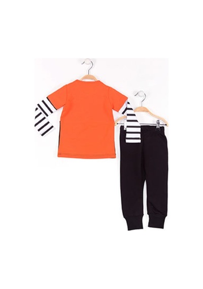 Denokids Gırgır Kız Çocuk Eşofman Takımı - Beyaz - Siyah - Turuncu