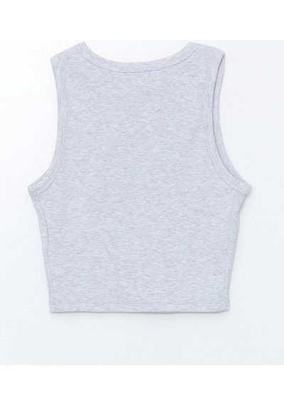 Lcw Vision Gri Bisiklet Yaka Dokulu Kadın Crop