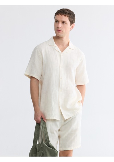 Lcw Vision Bej Regular Fit Müslin Erkek Gömlek
