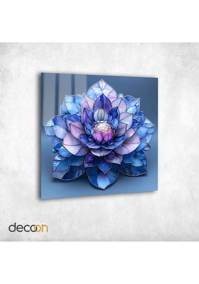 Huzurun Işıltısı: Vitray Lotus Çiçeği Cam Tablo
