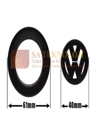 Volkswagen Direksiyon Logo Ve Çerçeve Seti Siyah 40mm Logo-61mm