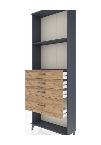 Arges Dolap 2 Raflı 4 Çekmeceli 88x30x243 Antrasit-çam Antrasit