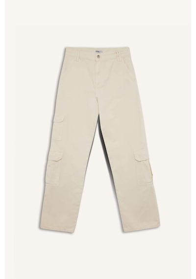 DeFacto Straight Fit Gabardin Pantolon Kargo Cepli Normal Bel Düz Paça D3762AX24AUER98