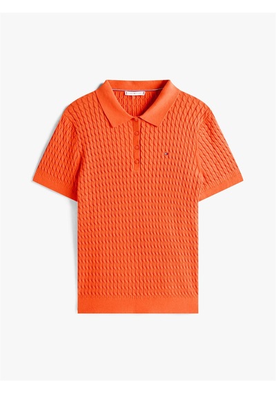Tommy Hilfiger Crv Co Cable Fıne Gg Polo Swt Kadın Turuncu Kazak - Ww0ww47250 Turuncu