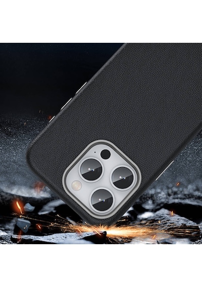 Apple Uyumlu iPhone 16 Pro Kılıf Magsafe Destekli Premium Pu Deri Kapak Royal Case/adora Siyah