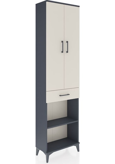 Arges Dolap 3 Raflı Tek Çekmeceli Tek Askılı 60x30x221 Antrasit-aytaşı Antrasit
