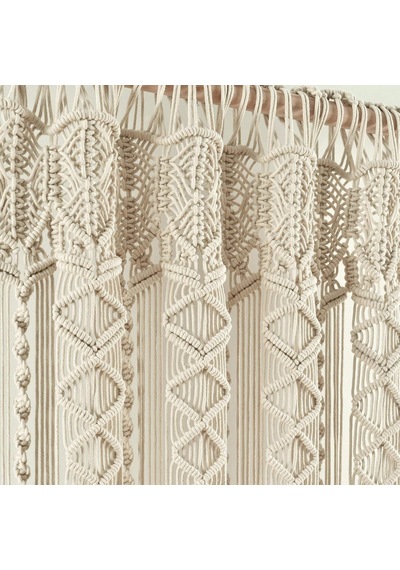Boho Makrome Dokulu Pamuk Pencere Perdesi/oda Bölücü/kapı/duvar Dekoru, 160 Cm U X 101 Cm G, Nötr Diğer