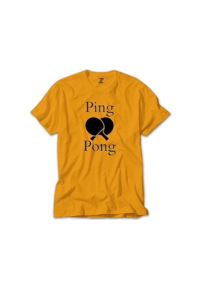 Ping Pong Racket Design Black Sarı Tişört Sarı
