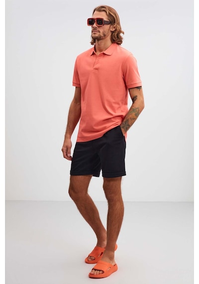 Grimelange Morgan Erkek Regular Kalıp %100 Pamuk Pembe Polo Yaka T-shirt