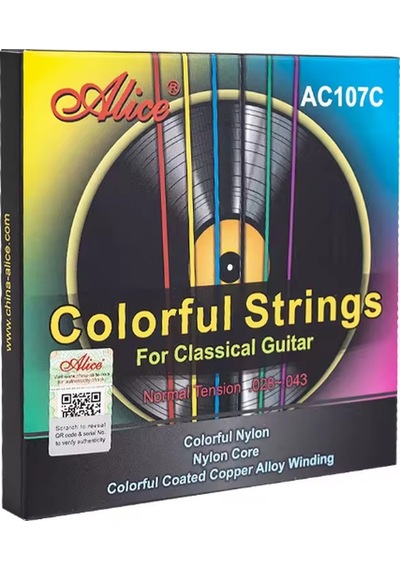 Alice Ac107c-n Renkli Klasik Gitar Teli Eğitim Ve Performans İçin Görsel Kolaylık Sağlayan Renkli Tasarım Çocuklar İçin İlgi Çekici Ve Eğitici