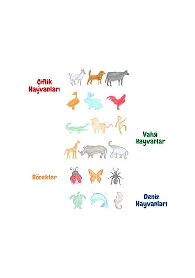 Ahşap Eğlenceli Eğitici Hayvanlar Çizim Kalıpları 0
