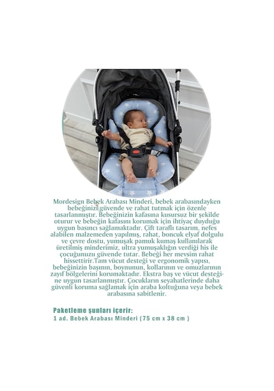 Bebek Arabası Minderi, Bel Destekli, Çift Taraflı, Stars Serisi, Antrasit