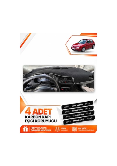 Volkswagen Golf 4 Mk4 1997-2003 Uyumlu Ön Torpido Koruma Kılıfı Halısı - Siyah Gri